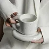 Kupalar Nordic Instagram Stil Yağ Kolu Kupa Sevimli Kahve Fincanı Seti Ofis Seramik Plaka