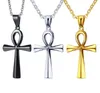 SM 25 43 mm Donne Collana a croce maschile 316L Acciaio inossidabile Gesù Ankh Pendant ROLO Gioielli Gold Gold Silver Black 3mm 24172S