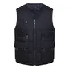 Vinter män Bomull Varm Vest Waistcoat Male Ärmlös Jacka Med Många Fickor Casual Baggy Zipper För Man Plus Storlek Cyl48 211104