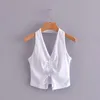 Sexy Woman Solid Slim Halter Knitted Tank Summer Ladies Backless Cotton Beach Tops Girls Y2k Stretchy Crop 210515