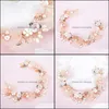 Other Jewelryother Niushuya Handmade Silk Yarn Wedding Hair Aessories Bridal Jewelry Porcelain Flower Bridesmaid Headdress Pearl Headband Dr