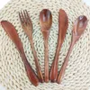 Dinnerware Sets Natural Eco Friendly Flatware Set Wood Cutlery 100% Biodegradable Portable Spoon Fork Knife