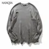 Trou de lavage déchiré Pulls en tricot Hommes Femmes Streetwear Hip Hop Pulls Jumper Mode Surdimensionné All-match Hommes Vêtements d'hiverp0805