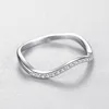 925 Sterling Silver Ring Thumb Wave with Clear CZ Cubic Zirconia Crystals High Polished Band for Women