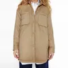 ZA Kadın Gömlek Ceketler Yeniliketin Parkas Mont Kadın Uzun Kollu Cep Gevşek Haki Giyim Streetwear Moda TRF COAT 211013