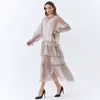 Wiosna Sukienka Dla Kobiet V Neck Z Długim Rękawem Casual Patchwork Ruffles Designer Mid Elegant Dresses Kobieta Moda Odzież 210531