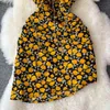 Verão Pequeno Luz Amarelo Vestido Floral Super Fada Doce Seaside Vestido Feriado 210709