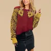 Leopard Sweater Pullover Kvinnor 2021 Hösttrycktröjor Sticka Långärmad Loose Jumpers Stickat för Kvinnor