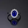 SmyckenPalace Princess Diana Skapat Blå Sapphire Förlovningsring för Kvinnor Kate Middleton Crown 925 Sterling Silver 211014