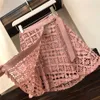 Zawfl Summer Women Fashion 2 Piece Suit Slash Collar Off Shoulder Long T Shirt Hollow Out Lace Skirt Suits Kjolar Set 210730