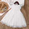 Ailes de papillon brodées petites fleurs robes pour fille 2021 été enfant en bas âge belle bébé filles maison Costume princesse robe Q0716