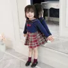 女の子の治療服セットクルーネック長袖冬トップスパス2ピース服スーツスクール服女子女の子210715