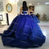 Блеск голубого блестки Quinceanera платья сексуальные без бретелек бальное платье выпускное платье с аппликациями 2021 пухлый день рождения сладкий 16 вечеринка носить Vestidos de 15 Años