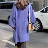 Aelegantmis Batwig Ärmel Solide Blau Elegante Nerz Kaschmir Pullover Strickjacke Frauen Winter Herbst Weibliche Übergroßen Lange 210607