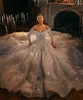 Luxury Pearls Wedding Dress Sequins Off the Shoulder Retro Bridal Gowns Long Sleeves 2021 vestido de novia