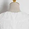 Towtwinstyle Vintage Hollow Out Women Dress V Neck Bez Rękawów Wysoka Talia Patchwork Ruffles Suknie Dla Kobiet Mody Odzież 210520