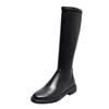 Meotina hiver bottes d'équitation femmes en cuir véritable naturel talon épais genou bottes en cuir de vache bout rond chaussures dame automne 34-39 210608