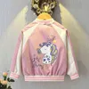 2 3 4 5 6 7 8 9 10 Year Butterfly Girls Jacket Autumn Hooded Zipper Windbreaker Coat Casual Unicorn Boys Outerwear Kids Clothes 211204