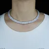 Silver Color Double Row 4mm CZ Zircon Round Necklace Iced Out Bling Personality Choker Hip Hop Fof Women Jewelry Chokers