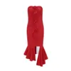 Sommarklänning Kvinnor Sexig Strapless Fishtail Red Bandage Celebrity Party Vestido 210527