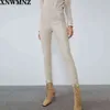 Mode Höst Vinter Kvinnor Hög Wasit Faux Läderbyxor Lady Black Beige Fleece PU Zippers Skinny Stretch Pencil Pants 210510