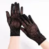 Five Fingers Gloves Elegant Women Lace Elasticity Mesh Summer Driving Cycling Halloween Decoration Performance Cobweb