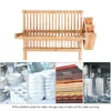 Hooks & Rails Wooden Dish Drainer Rack Drying Plate Cup Cutlery