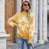 Höst Vinter Jultröja Casual Snowflake Pattern Jacquard Turtleneck Pullover Sticking Shirt Jumper Kvinnors 210514