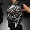 LIGE Wrist Watch Man Fashion Moda Czarny Mężczyzna Zegarki Top Brand Luxury Wszystkie Stal Zegarek Dla Mężczyzn Wojskowy Sport Chronograph 210527
