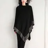 Zjzll 2021 New Autumn Fashion Winter Diamonds Knit Wool Shawl Cloak Loos Plus Size Solid Woman Poncho Cape Pullover Seater H11232521632