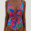 Sexy Swimsith Halter Halk High Neck One Piece Bikini Fashion Feminino Flor de gola Vibra Flor Flor Print