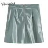 Yitimuceng PU Vintage Rok voor Dames Rits Mini Hoge Taille A-lijn Solid Kleding Lente Zomer Koreaanse Mode Rokken 210601