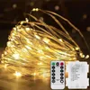 Strings Led Fairy Lights With Battery Remote Control Outdoor Copper Wire Twinkle String Christmas Garland Decoration Light