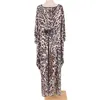 Leopard Maxi Dress Loose Split Holiday Bikini Wrap Star Print Round Neck Long Sleeve Beach Tunics Fashion2941