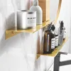 Nordic Bathroom Storage Rack Silver Brushed Corner Shelf Space Aluminum Bathroom Organizer 40/50/60cm Wall Mount Cosmetic Frame 210724