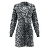 Classic Fashion Leopard Printed Women Dresses Elegant Work Wear Fall Summer Long Sleeve Vintage Casual Mini Dress Wholesale 210525