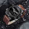 NAVIFORCE Luxusmarke Männer Armee Leder Quarzuhren Herren Casual Militär Sport Armbanduhr Männlich LED Datum Analog Digitaluhr 210517