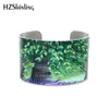 Zomer Meadow Florals Bluebells Schilderen Blauw Paars Bloemen Sieraden Winter Sneeuwzeegezicht Schilderen Abstract Bangles Armbanden Q0719