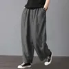 2021 New Harem Pant Hemp Bloomer new S-2XL Loose Women Pantaloni Cotton Linen Pieghettato Tasche oversize Gamba larga Pant Q0801