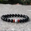 Pulseras con abalorios de hebras de madera de piedra de lava Natural de 8mm, brazalete elástico, decoración de fiesta, joyería hecha a mano para mujeres y hombres