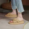 Meotina Women Slippers Shoes Wedges Med Heel Sandals Square Toe Ladies Footwear Summer Apricot Blue Fashion Shoes 210608