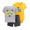 Abbigliamento Set Estate 2021 Baby Boy Outfit T-shirt manica corta Top + Pasmetto + Plaid Shorts Born Born Vestiti set completo