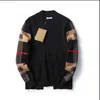 2021Mens Bomulltröjor Lång Sleeves Ladies Knitwear Designer Knits Broder Broderi Grid Fashion High Quality Pullover Sweatshirt Men Tops Stick Kläder