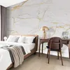Custom elke maat Muurschildering Moderne Wit Marmeren behang Gouden Lijn Muur Schilderen Woonkamer TV Sofa Slaapkamer Home Decor Papel Mural