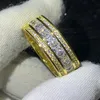 Fedi nuziali uniche di marca Choucong Gioielli di lusso Argento sterling 925 Riempimento in oro 18 carati Taglio principessa Topazio bianco Diamante CZ Anello a fascia per fidanzamento per uomo Regalo