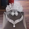 Kolczyki Naszyjnik Barok Kryształ Wody Kropla Bridal Biżuteria Zestawy Tiaras Korona Nelaace Dla Bride Wedding Dubai Set