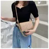 Lingge Gold Chain Torba Duża Pojemność Torebka Ramię Małe Kwadratowe Torby Zwykły Gwint Łańcuchy PU Pokrywa Miękka klapa Płótno pojedyncza klapa Pocket Crossbody Satchel MM Żółty