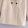 Cappotto di lana invernale caldo solido Elegante colletto rovesciato da donna Manica lunga Outwear s Chi femminile spesso 210515