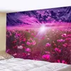 Tapestries Nordic Bedroom Vardagsrum Heminredning Rosa Blomma Tapestry Vägg Hängande Lila Lavendel Färgrik Växt