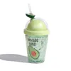 Creative Fruit Ice-deeltjes Cup Kids Waterfles Leuk Straw Type met Deksel Plastic 380ml Dubbele Muur Drinkwarenkan